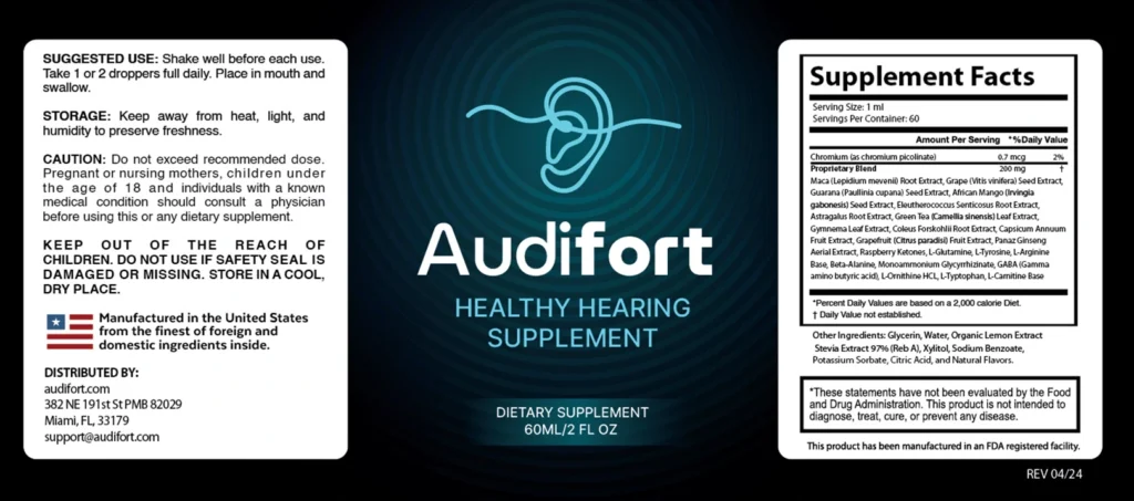Audifort review supplement label and ingredients